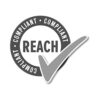 Ein Zertifizierungslogo, das auf die REACH-Verordnung der Europäischen Union verweist, die Chemikalien reguliert. Das Logo signalisiert, dass ein Produkt den Vorschriften entspricht ("REACH COMPLIANT").