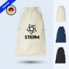 Bolsa protectora blanca con el logo de STEAM. A la derecha, una muestra vertical de más de 12 colores disponibles (rojo, rosa, amarillo, azul, verde, etc.) y un indicador de "+42" opciones de color adicionales.