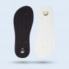Comparison of black-and-white soles with a wavy texture, showing the stainless steel bottle opener integrated into the back for practical use.